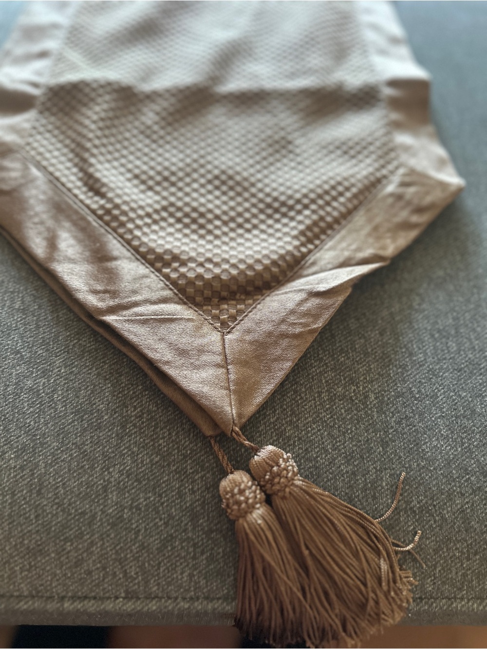 Neutral Brown Decorative Table Runner with Tassels (62 Inches)
